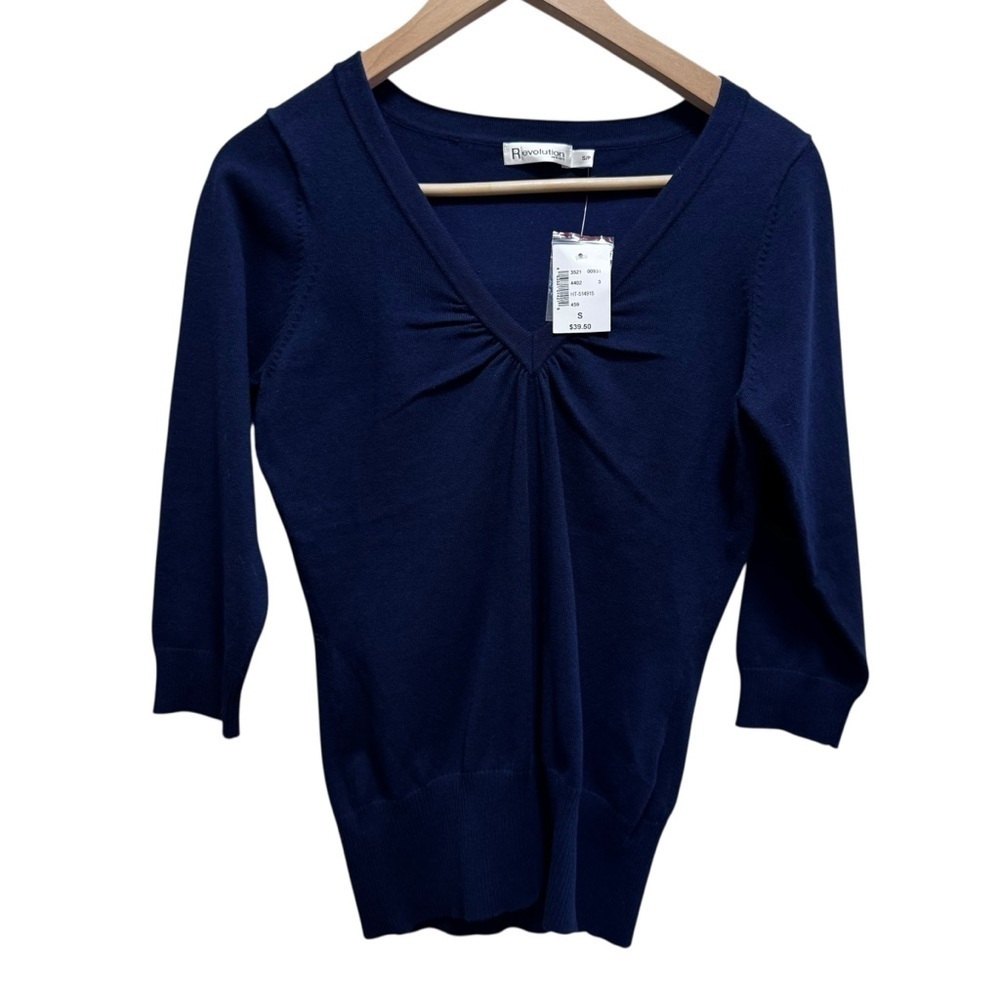 Ricki’s Blue Cotton Knit Vneck Short Sleeve Size Small NWT Brand New